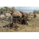 РЕПРОДУКЦИИ НА КАРТИНИ  Първи конен Софийски полк на бивак при Сароския залив на Мраморно море (1914)